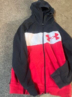 Under Armour Kids Black, White & Red Full-Zip Hoodie